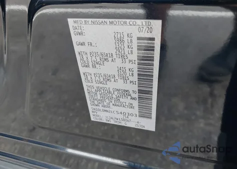 2020 Infiniti Qx60 Pure z USA, uszkodzony, nr VIN 5N1DL0MN2LC540303